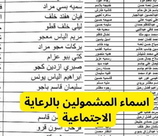 الاستعلام عن أسماء الرعاية الاجتماعية الوجبة الأخيرة 2025 في العراق 2025