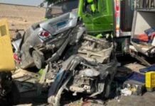 حادث تصادم سيارة نقل و4 مركبات بالطريق الأوسطى: مصرع شخصين وإصابة 8 آخرين – صور 4-8