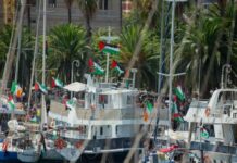 سفن تغادر ميناء جنوة للانضمام إلى أسطول الصمود الذي يتجه إلى غزة