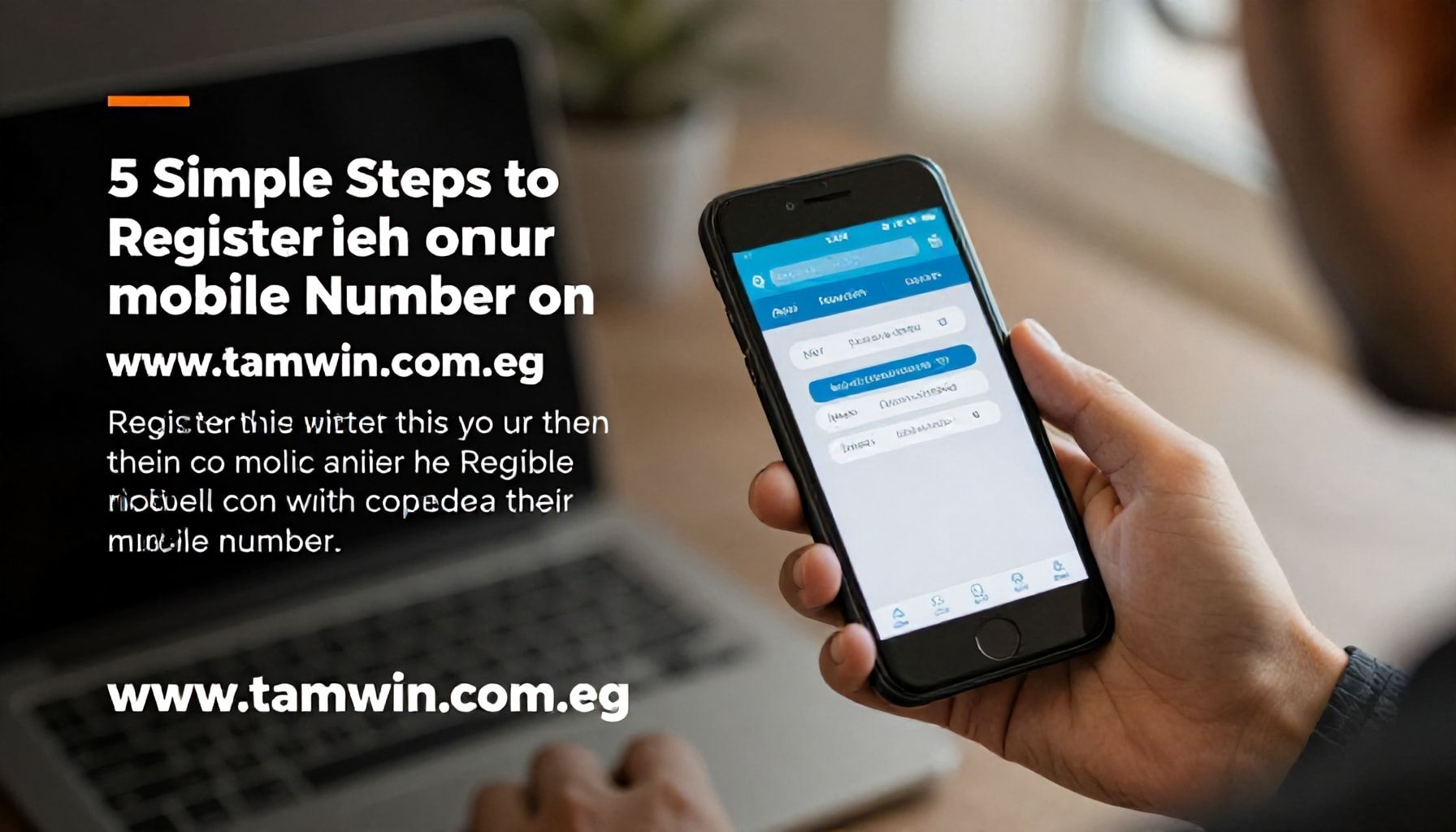 5 خطوات بسيطة لتسجيل رقمك المحمول على www.tamwin.com.eg
